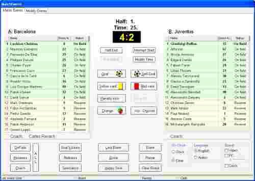Screenshot of Visual Soccer software